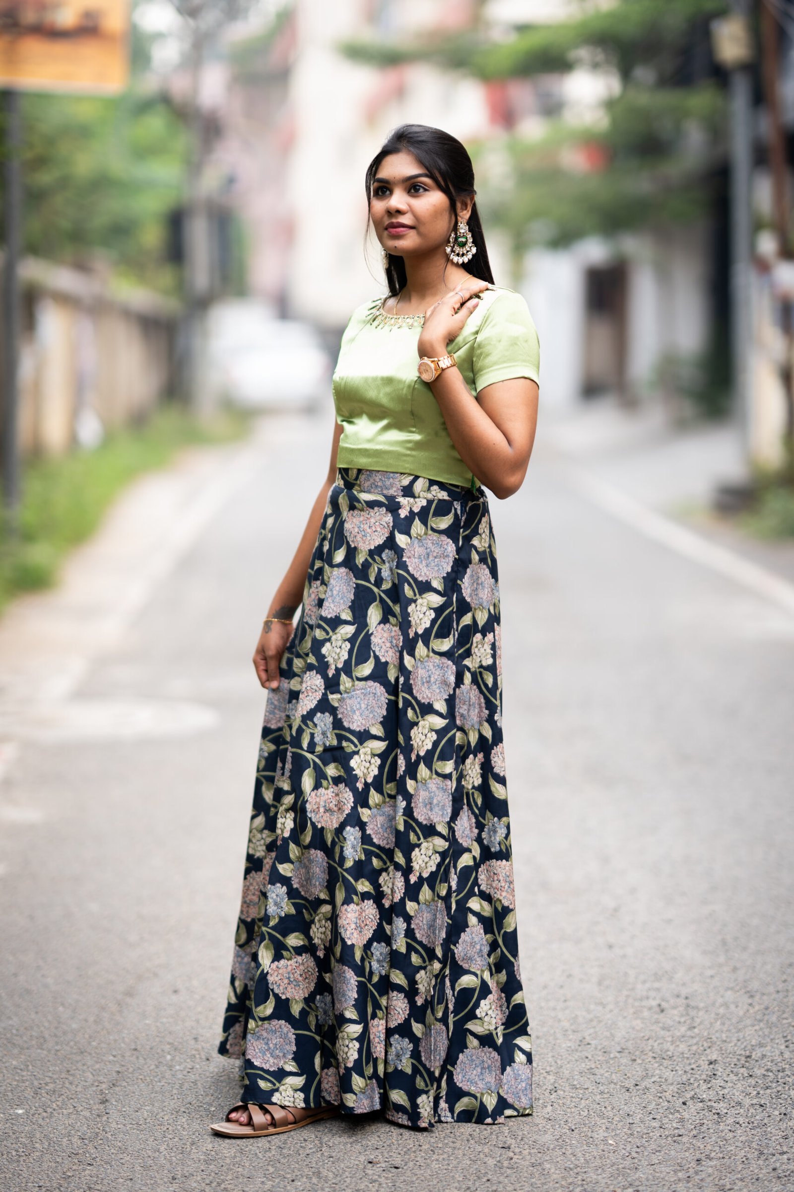 Gizia - Green Floral skirt