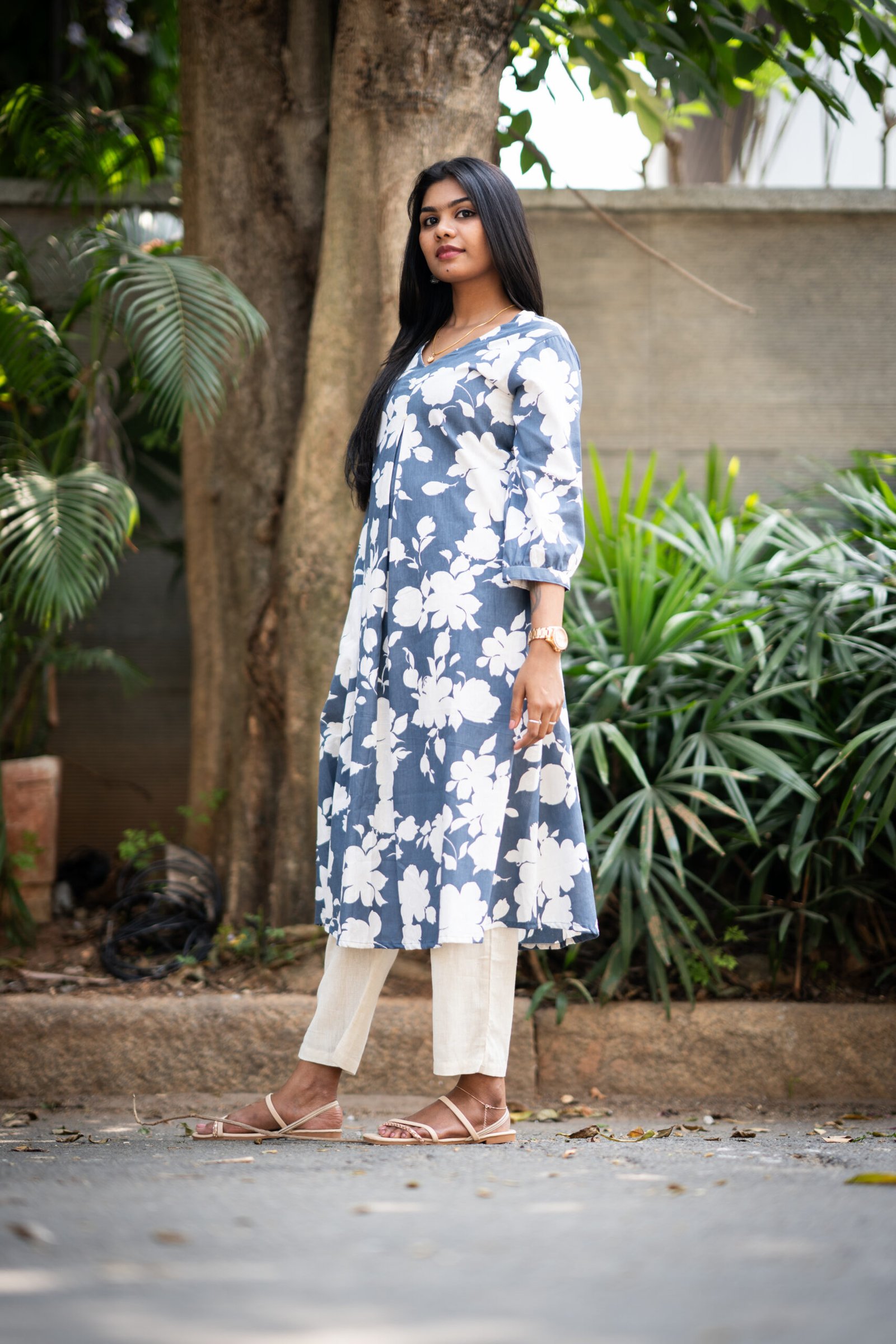 Gizia - Muted Blue Kurti Set - Image 5