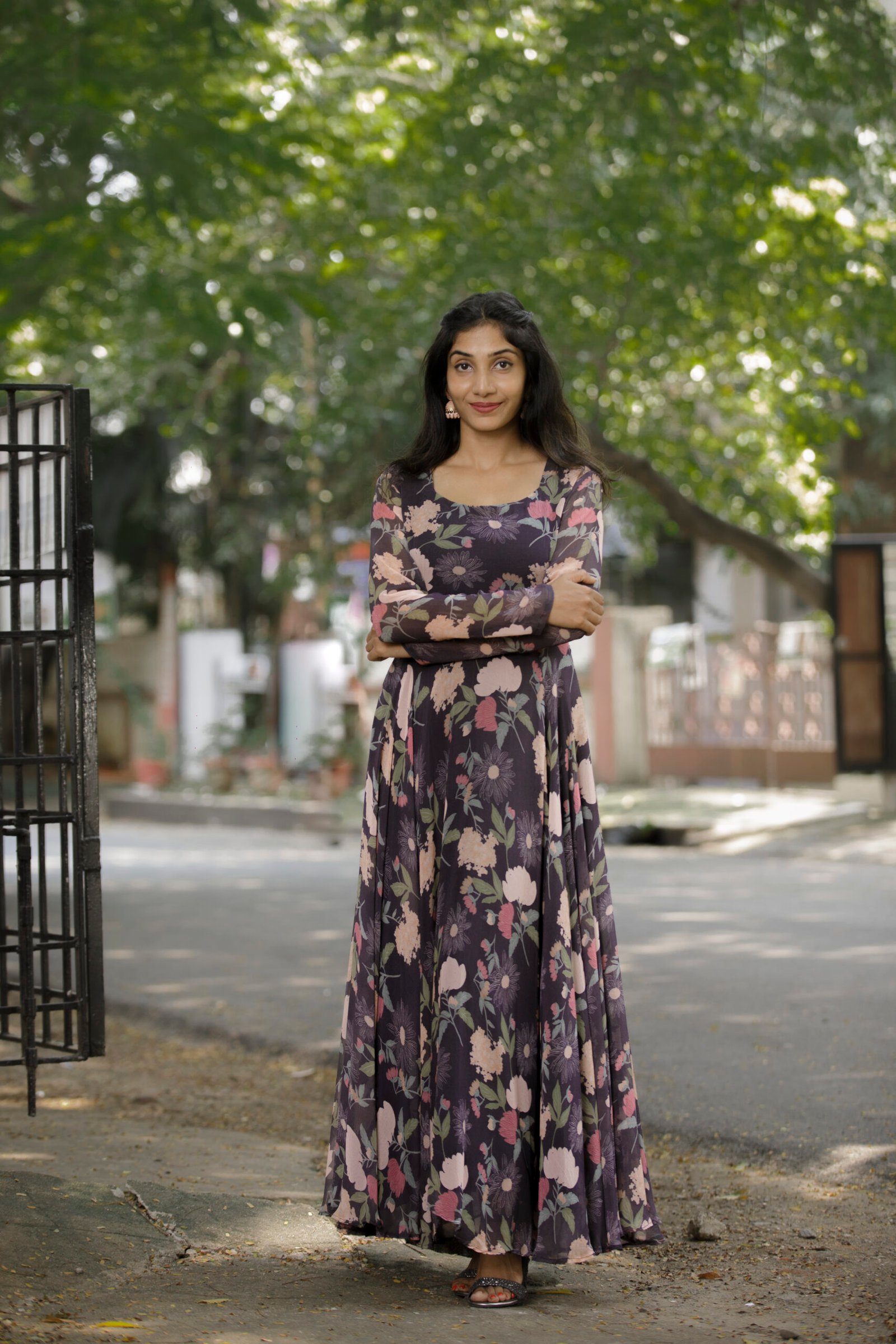 Black floral Gown - Image 2