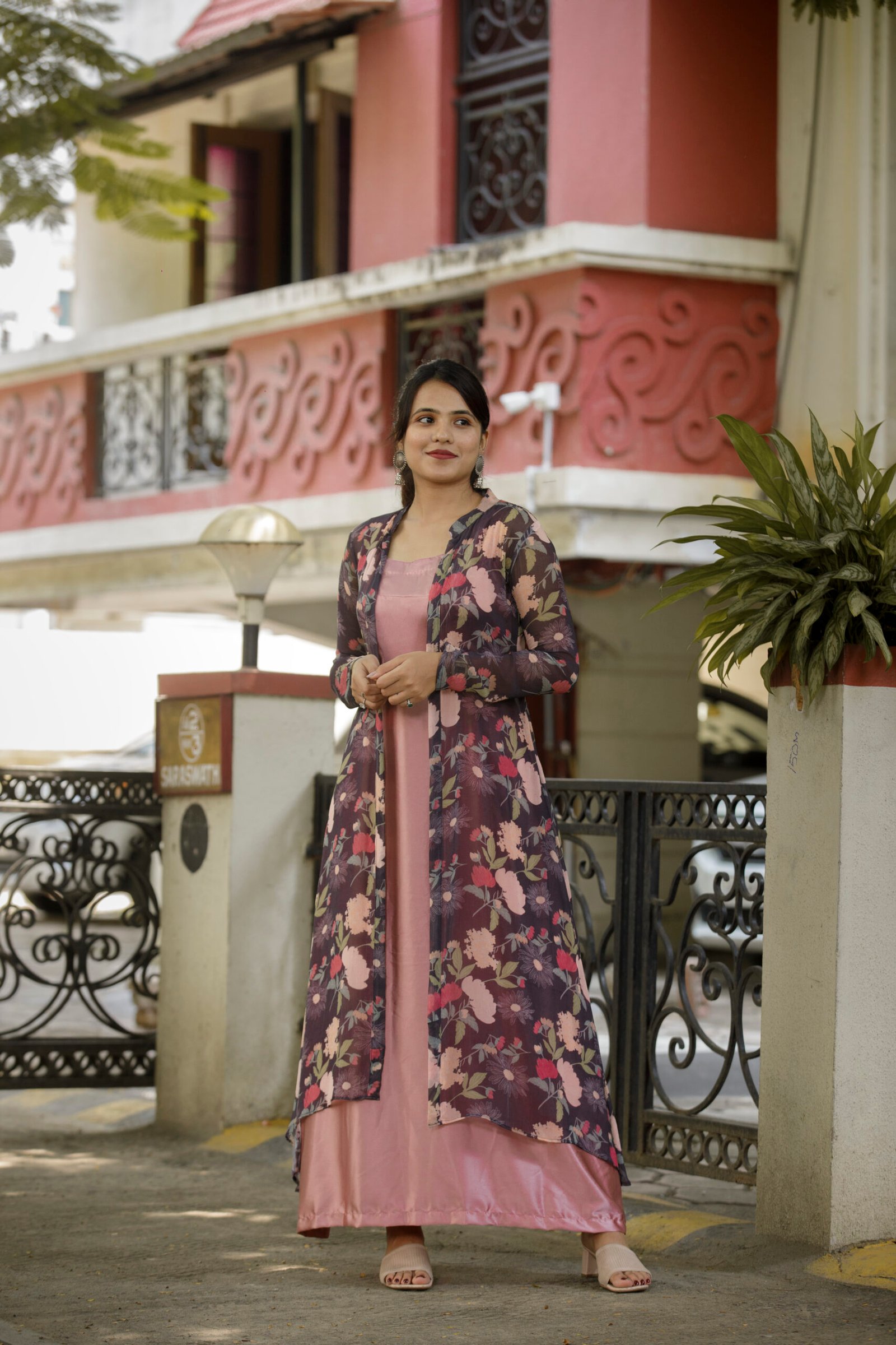 Onion Pink Gown With Jacket